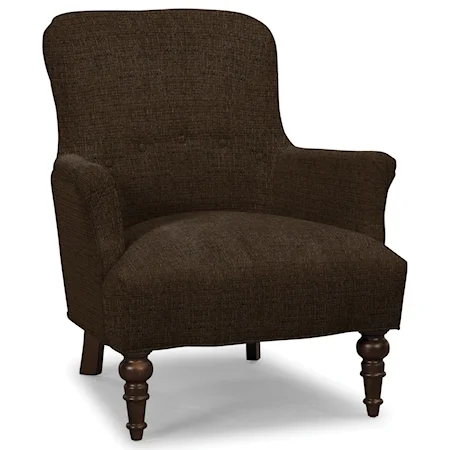 Traditional Accent Chair with Turned Legs and Buttons